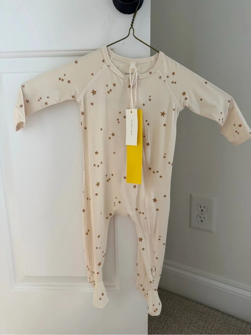 Quincy Mae Star-Print Cream Footed One-Piece